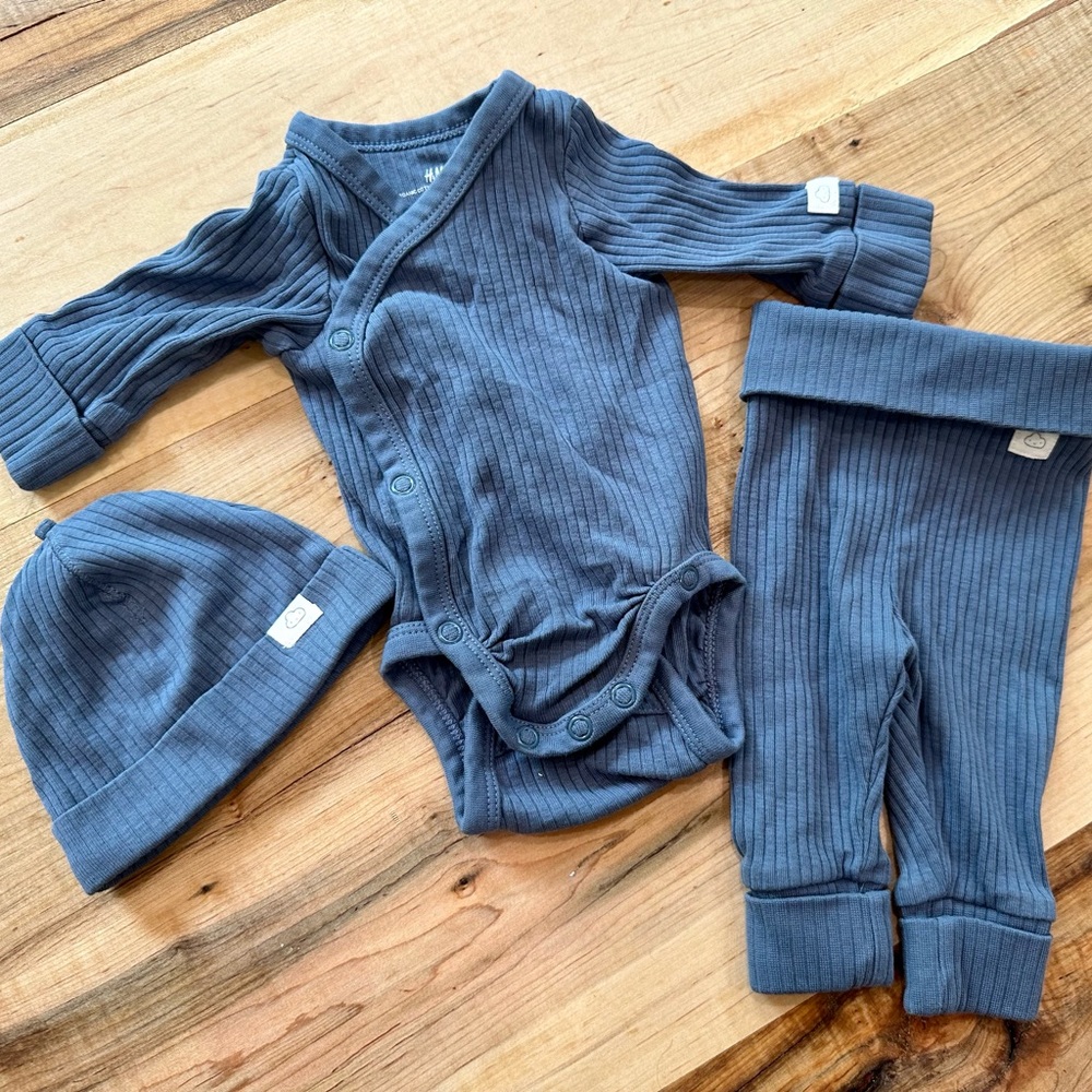 NEW H&M Blue Adjustable Ribbed Set